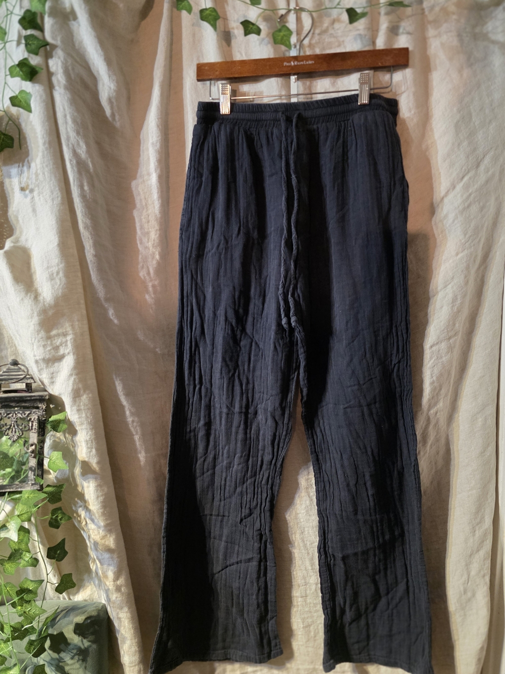 100% Cotton  Wide Leg Drawstring Pants